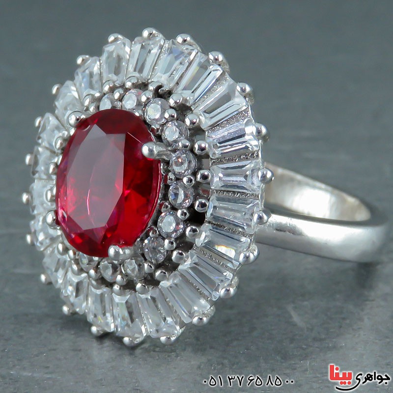 انگشتر یاقوت سرخ زیبا رودیوم زنانه _کد:22088