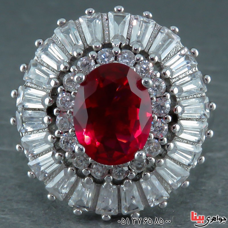 انگشتر یاقوت سرخ زیبا رودیوم زنانه _کد:22088