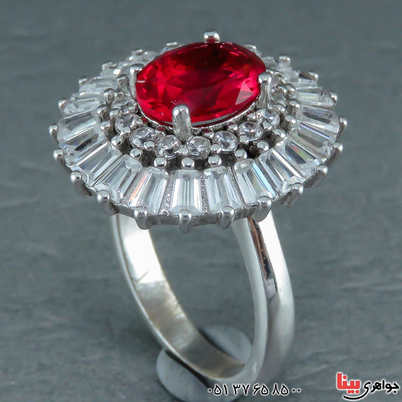 انگشتر یاقوت سرخ زیبا رودیوم زنانه _کد:22088