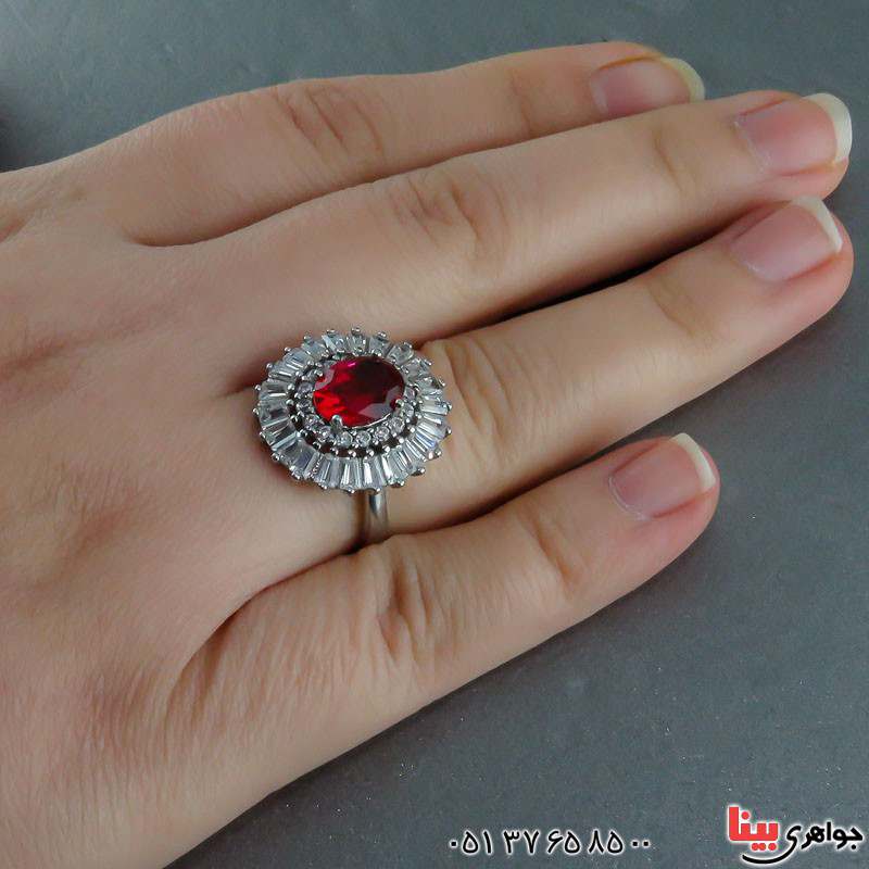 انگشتر یاقوت سرخ زیبا رودیوم زنانه _کد:22088