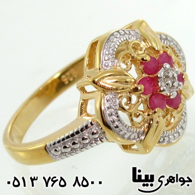 انگشتر یاقوت سرخ و الماس مینیاتوری زنانه