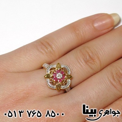 انگشتر یاقوت سرخ و الماس مینیاتوری زنانه