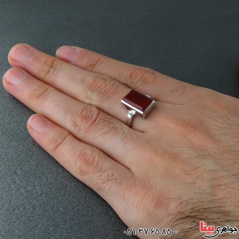 انگشتر عقیق قرمز مردانه زیبا و خاص _کد:22251
