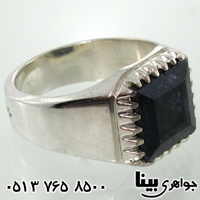 انگشتر یاقوت کبود نگین مربعی مردانه