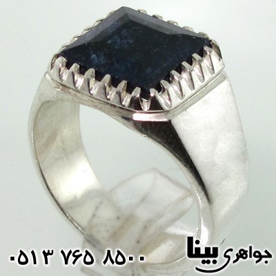 انگشتر یاقوت کبود نگین مربعی مردانه