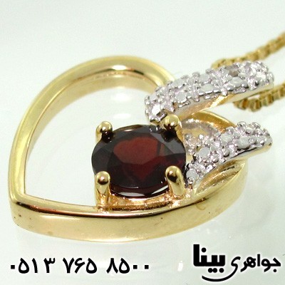 گردنبند یاقوت گارنت و الماس قلبی