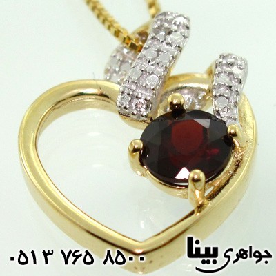 گردنبند یاقوت گارنت و الماس قلبی