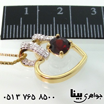 گردنبند یاقوت گارنت و الماس قلبی