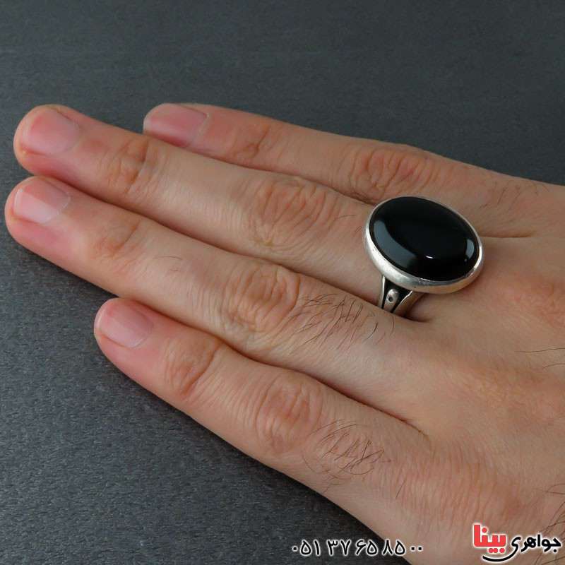 انگشتر عقیق سیاه (اونیکس) مردانه زیبا و شیک _کد:22294