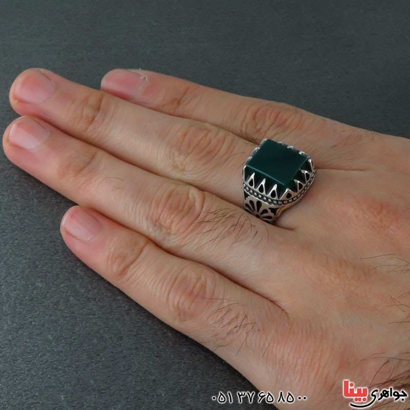 انگشتر عقیق سبز بسیار زیبا مردانه _کد:22300