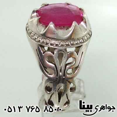 انگشتر یاقوت سرخ مرغوب شبکه کاری دست ساز مردانه