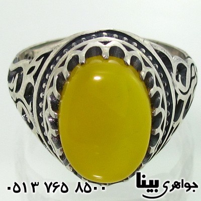 انگشتر عقیق شرف الشمس طرح لاله مردانه
