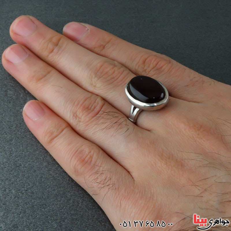 انگشتر عقیق سیاه (اونیکس) مردانه زیبا و خوشرنگ _کد:22342