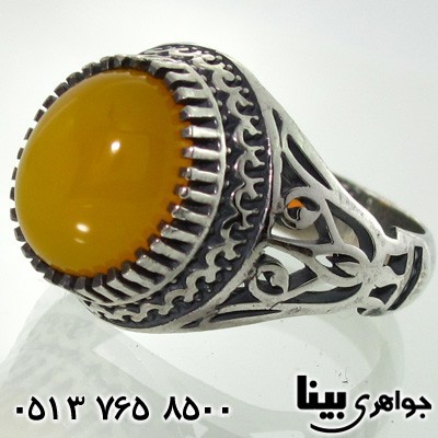 انگشتر عقیق شرف الشمس طرح اسلیمی مردانه