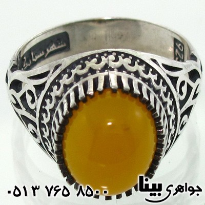 انگشتر عقیق شرف الشمس طرح اسلیمی مردانه