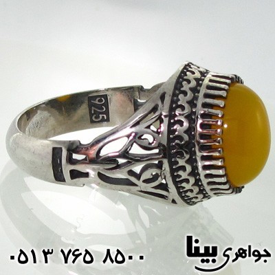 انگشتر عقیق شرف الشمس طرح اسلیمی مردانه