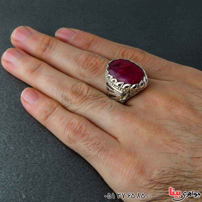 انگشتر یاقوت سرخ خوشرنگ زیبا مردانه _کد:22421