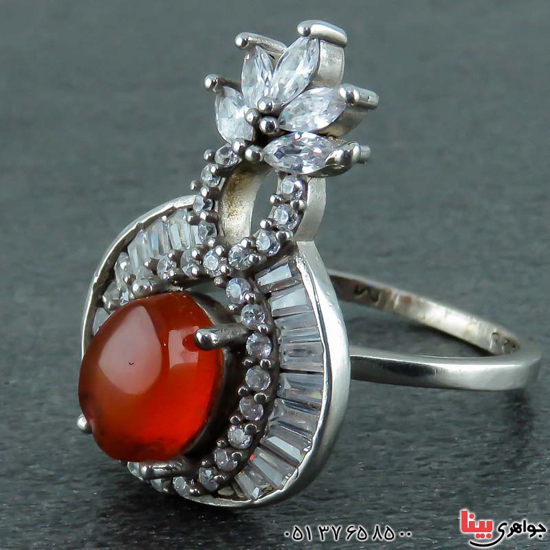 انگشتر عقیق یمنی زنانه بسیار خوشرنگ _کد:22528