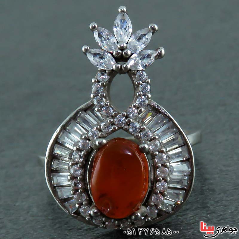 انگشتر عقیق یمنی زنانه بسیار خوشرنگ _کد:22528