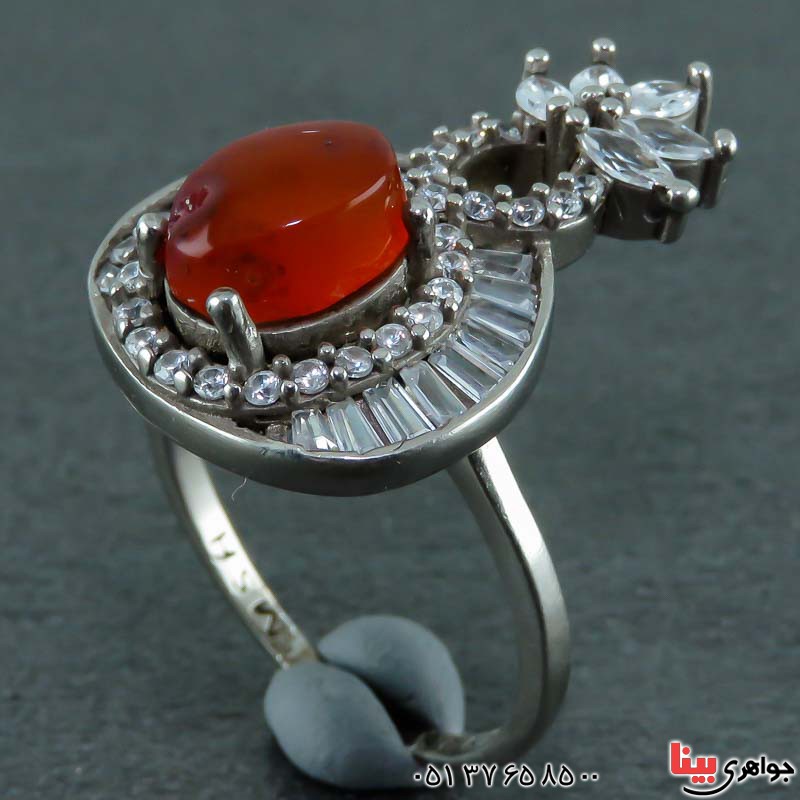 انگشتر عقیق یمنی زنانه بسیار خوشرنگ _کد:22528