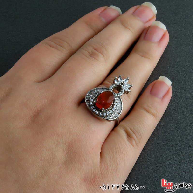 انگشتر عقیق یمنی زنانه بسیار خوشرنگ _کد:22528