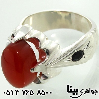 انگشتر عقیق یمنی طرح شمس مردانه
