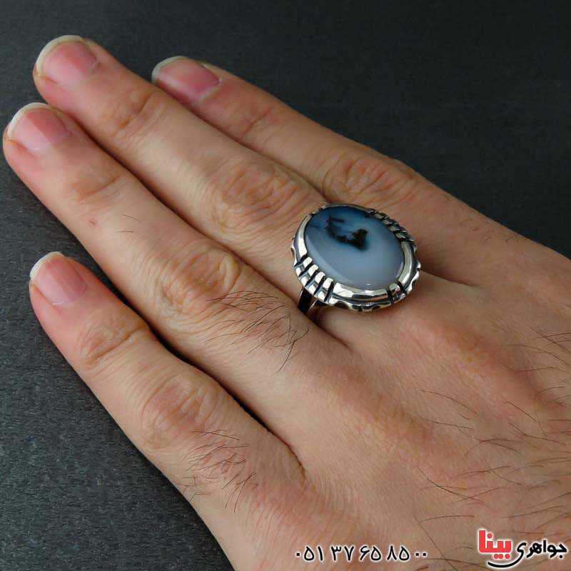 انگشتر عقیق شجری مردانه بسیار شیک _کد:22556