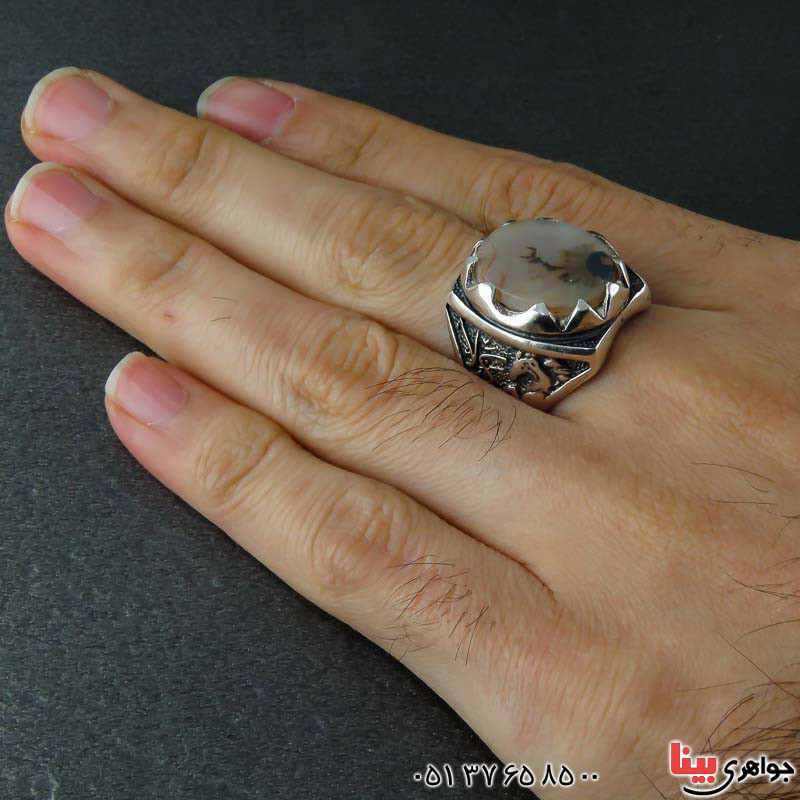 انگشتر عقیق شجری مردانه بسیار زیبا _کد:22563