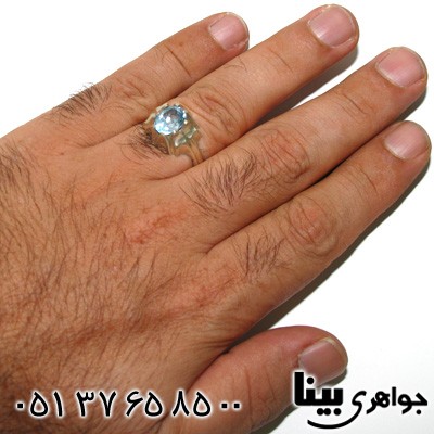 انگشتر توپاز هشت چنگ مردانه