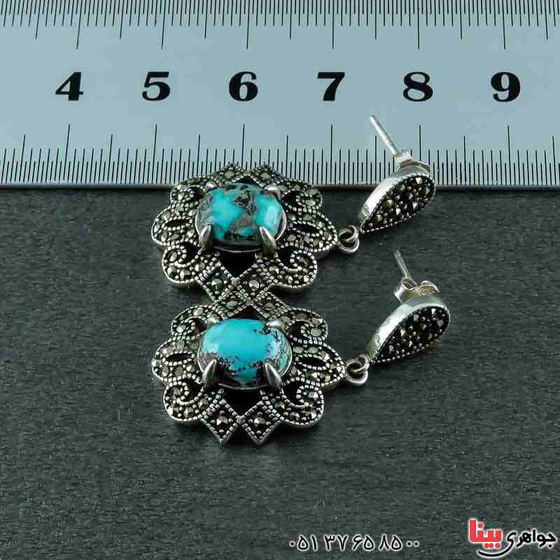 گوشواره فیروزه  نیشابوری مارکازیتی زنانه _کد:22567