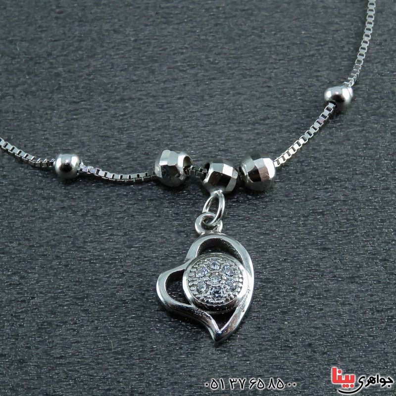 خلخال نقره رودیوم طرح قلب _کد:22572