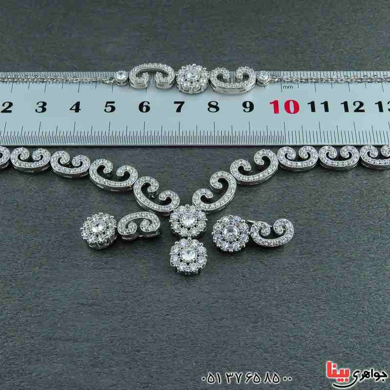 سرویس نقره رودیوم سولیتر تک نگین (پرنس) _کد:22582