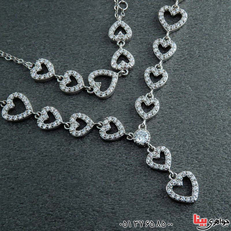 سرویس نقره رودیوم سولیتر پرنس طرح قلب _کد:22584