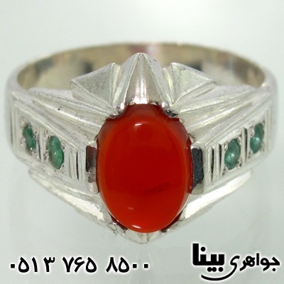 انگشتر عقیق یمنی و زمرد مردانه
