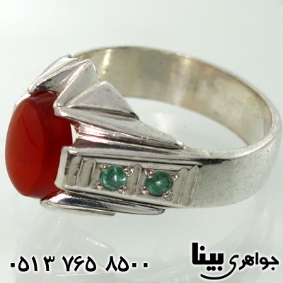 انگشتر عقیق یمنی و زمرد مردانه