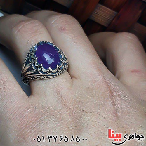 انگشتر عقیق یمنی سوسنی خوشرنگ و فاخر مردانه _کد:22604