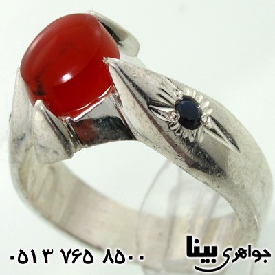 انگشتر عقیق یمنی و یاقوت کبود مردانه