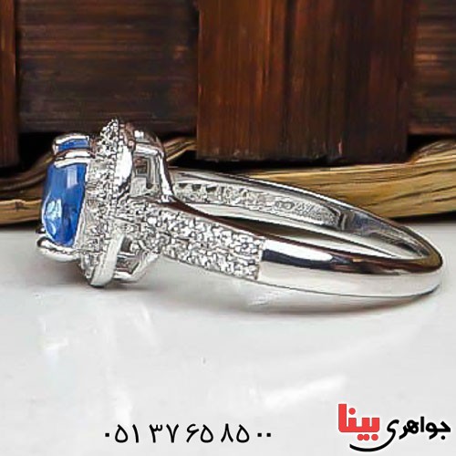 انگشتر توپاز آبی سوئیسی خوشرنگ زنانه _کد:22607