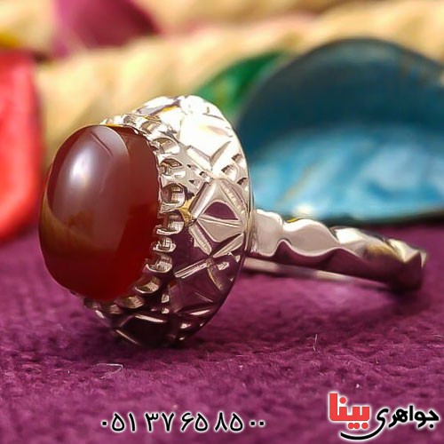 انگشتر عقیق یمنی سرخ خوشرنگ خاص _کد:22615