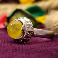 انگشتر یاقوت زرد زیبا دست ساز زنانه 