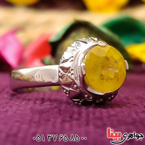 انگشتر یاقوت زرد زیبا دست ساز زنانه _کد:22621