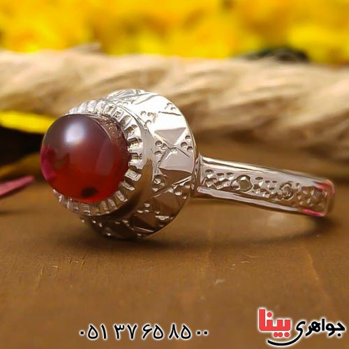 انگشتر عقیق یمنی و الماس دست ساز زنانه _کد:22628