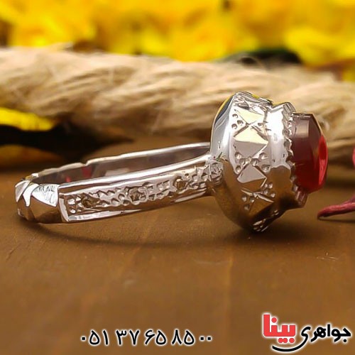 انگشتر عقیق یمنی و الماس دست ساز زنانه _کد:22628