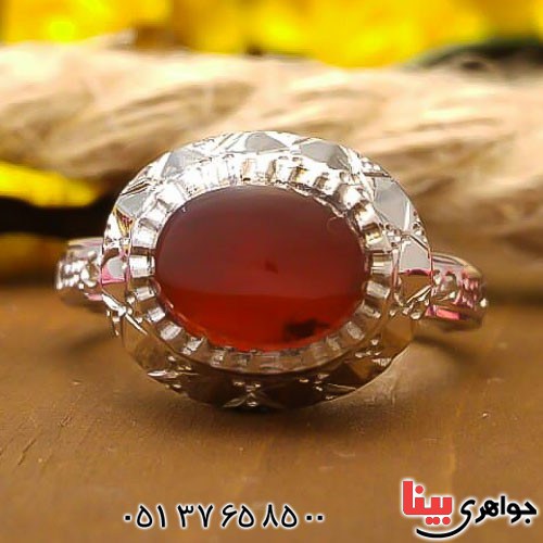 انگشتر عقیق یمنی و الماس دست ساز زنانه _کد:22628