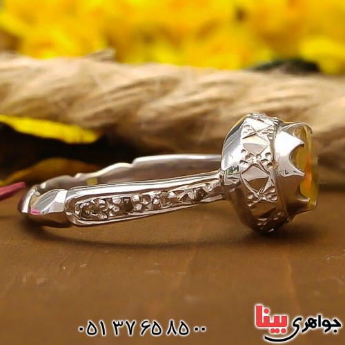 انگشتر یاقوت زرد و الماس دست ساز فاخر زنانه _کد:22630
