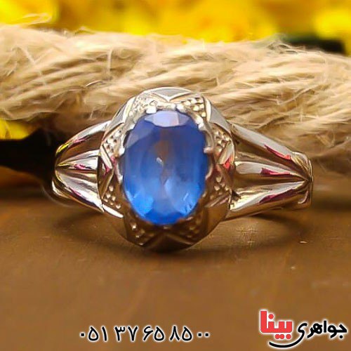 انگشتر توپاز آبی دست ساز زیبا زنانه _کد:22631