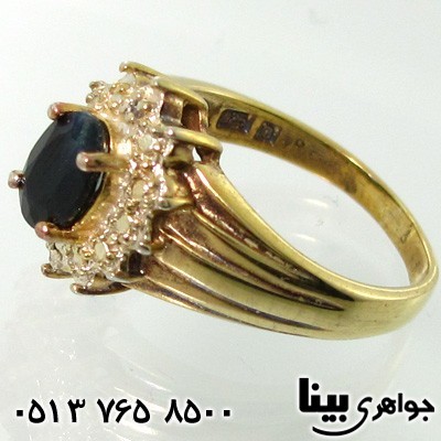 انگشتر یاقوت کبود طرح خورشید زنانه