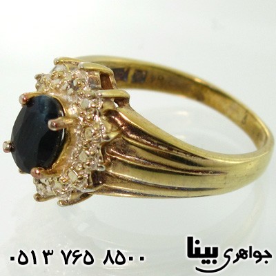 انگشتر یاقوت کبود طرح خورشید زنانه