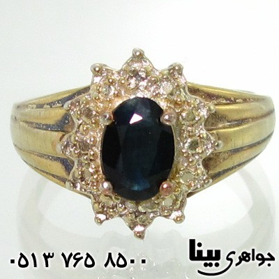 انگشتر یاقوت کبود طرح خورشید زنانه