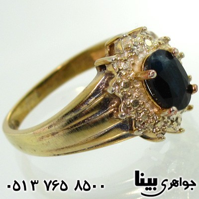 انگشتر یاقوت کبود طرح خورشید زنانه